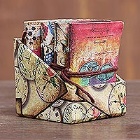 Handmade paper mini-journals, 'Daily Notes' (set of 4) - Floral Motif Paper Mini Journals from India (Set of 4)