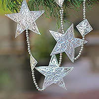 aluminium garland, 'Shining Stars' (set of 3) - 3 Star-Shaped aluminium Ornament Garlands from Bali