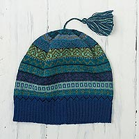 100% alpaca knit hat, 'Inca Skies'