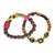 Wood beaded stretch bracelet, 'colourful Queens' - Sese Wood and Glass Beaded Bracelet