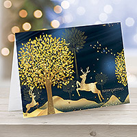 Unicef holiday cards, 'Midnight in the Golden Forest' (set of 12) - UNICEF Sustainable Christmas Cards (set of 12)