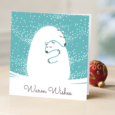 Unicef holiday greeting cards, 'Holiday Bear Hug' (set of 12) - UNICEF Sustainable Christmas Cards (set of 12)