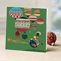 Unicef holiday greeting cards, 'The Rooster's Stroll' (set of 12) - UNICEF Sustainable Christmas Cards (set of 12)