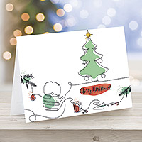 Unicef Christmas cards, 'Tea with Tree' (set of 12) - UNICEF Sustainable Christmas Cards (set of 12)