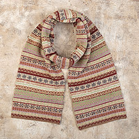 100% alpaca scarf, 'Heritage Stripes' - Peruvian Multicolour 100% Alpaca Andean Scarf