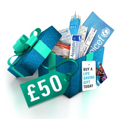 Childrens Christmas gift parcel - Children's Christmas gift box of essential supplies