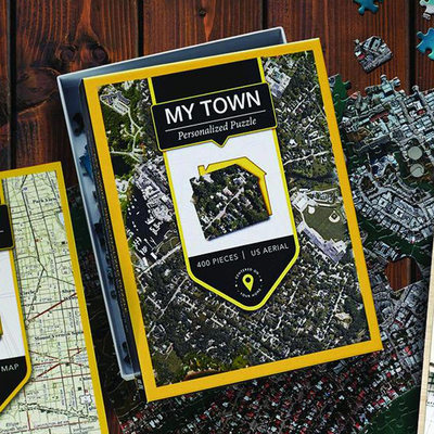Customized aerial jigsaw puzzle, 'My Town' - Customized Aerial View Jigsaw Puzzle of Your Town