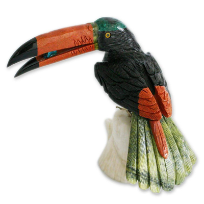 Multicolor Bird Onyx Jasper Gemstone Sculpture