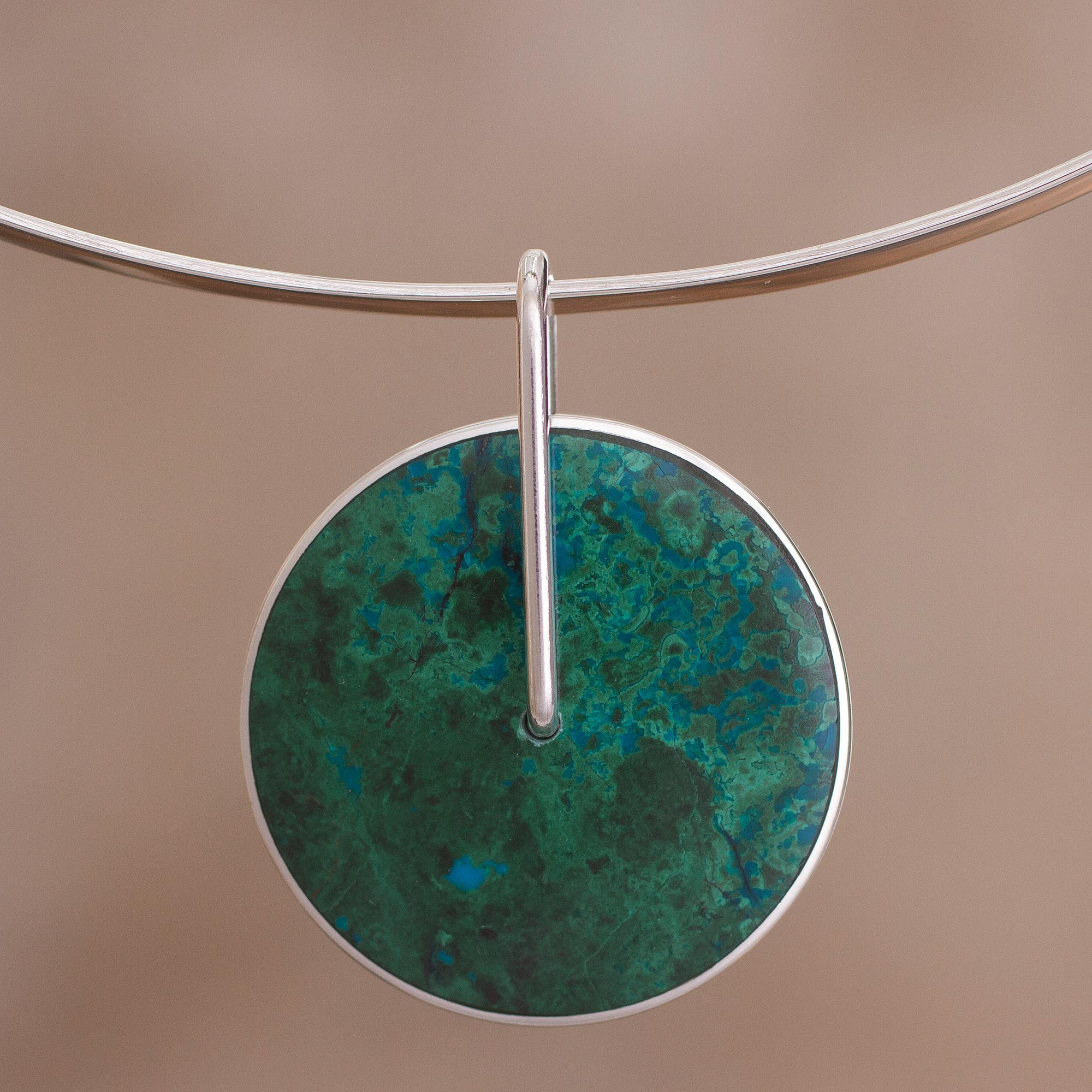 NOVICA Chrysocolla .950 Sterling Silver Collar Necklace ´Magic