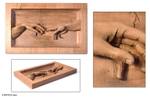 Cedar relief panel, 'The Creation' - Cedar relief panel