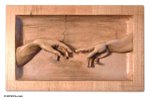Cedar relief panel, 'The Creation' - Cedar relief panel