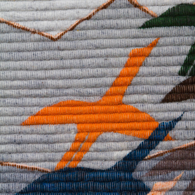 Wandteppich aus Wolle - Handgewebter Wandteppich mit Vogelmotiv aus Wolle