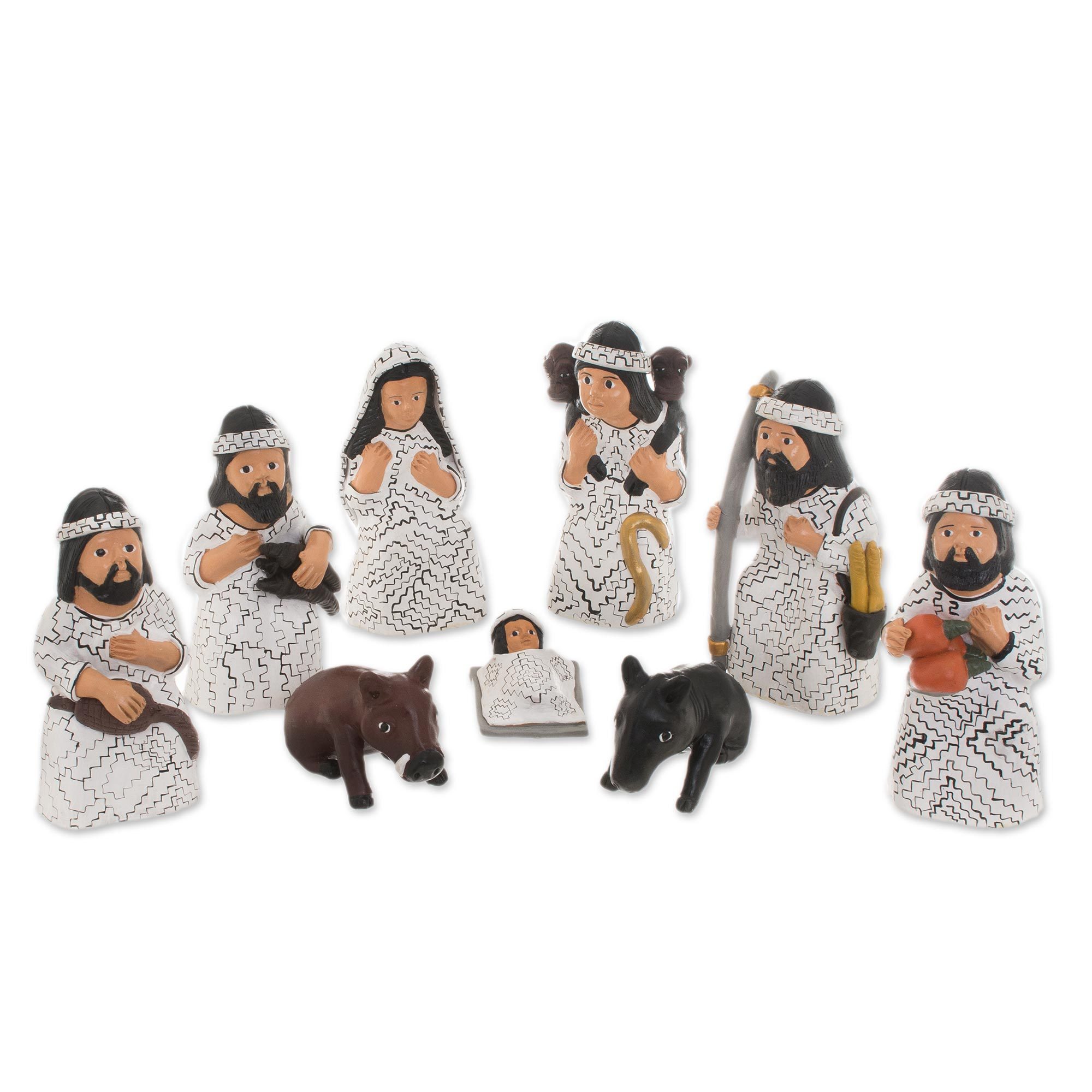 UNICEF Market Christmas Amazonian Nativity Scene Sculptures (Set of 9