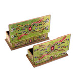 Reverse painted glass boxes, 'Ruby' (pair) - Handcrafted Reverse Painted Glass Jewelry Boxes (Pair)