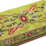 Reverse painted glass boxes, 'Ruby' (pair) - Handcrafted Reverse Painted Glass Jewelry Boxes (Pair)