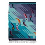 Wool tapestry, 'Lilac Toucans' - Wool tapestry