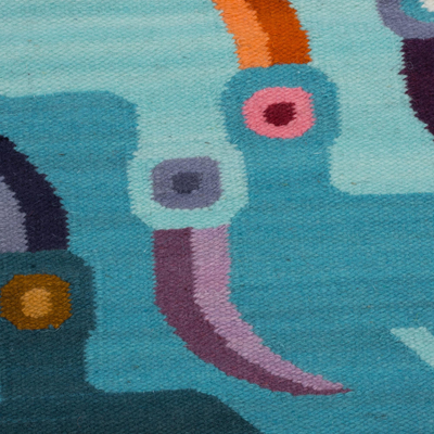 Wool tapestry, 'Lilac Toucans' - Wool tapestry