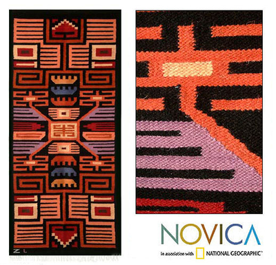 Wandteppich aus Wolle, „Nazca“ – Wandteppich aus Wolle