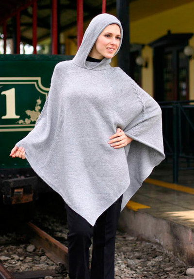 alpaca hooded poncho