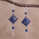 Lapis lazuli dangle earrings, 'Legacy' - Lapis Lazuli and Sterling Dangle Handmade Earrings