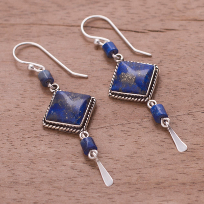 Lapis lazuli dangle earrings, 'Legacy' - Lapis Lazuli and Sterling Dangle Handmade Earrings
