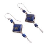 Lapis lazuli dangle earrings, 'Legacy' - Lapis Lazuli and Sterling Dangle Handmade Earrings