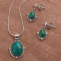 Chrysocolla jewelry set, 'Mystique'