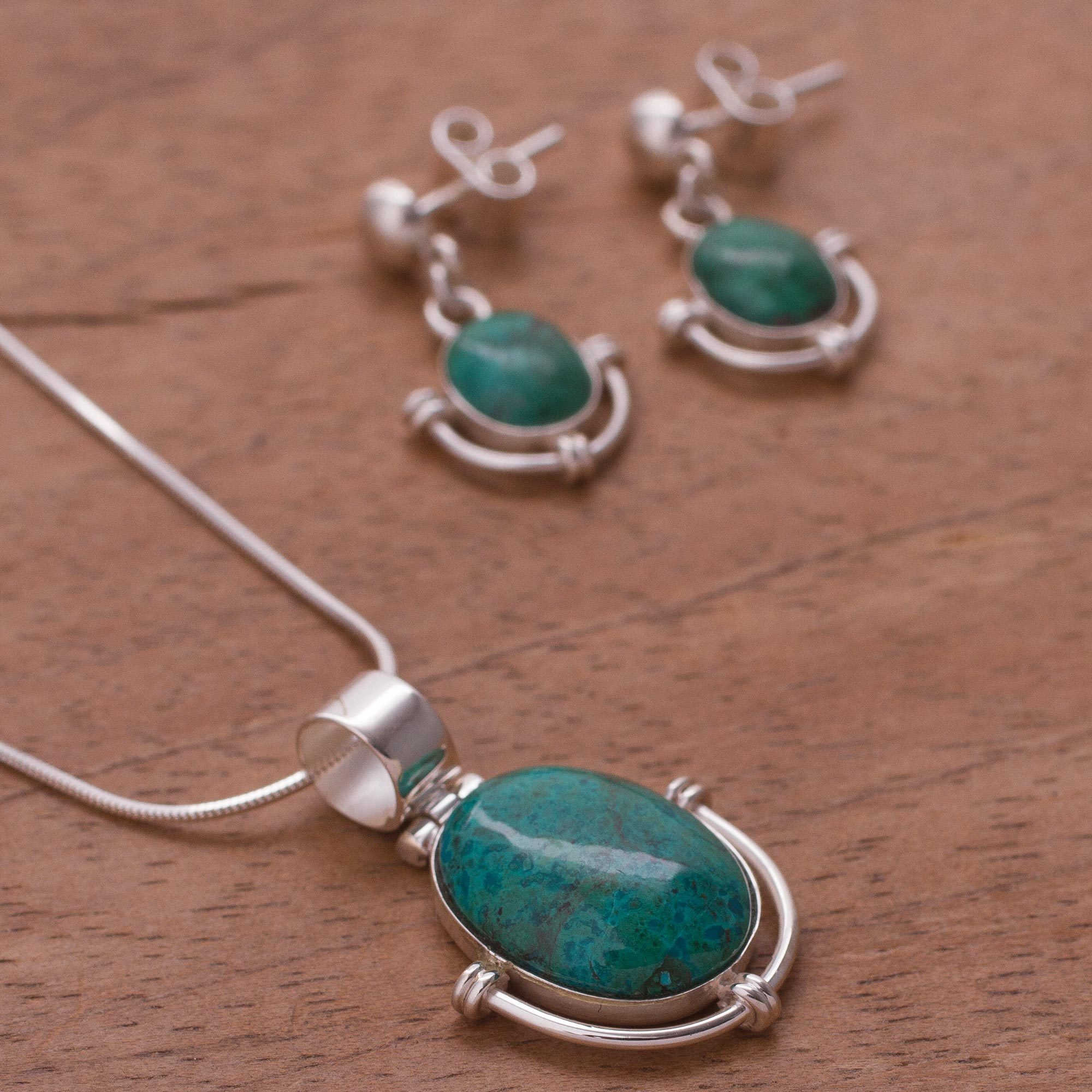 Chrysocolla jewelry set Mystique NOVICA