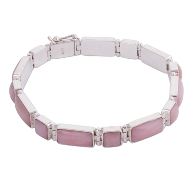 Pink opal wristband bracelet, 'Sweetheart' - Rose quartz wristband bracelet