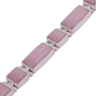 Pink opal wristband bracelet, 'Sweetheart' - Pink Opal Link Bracelet