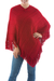 Alpaca blend poncho, 'Red Latitudes' - Hand Crafted Peruvian Alpaca Wool Women's Poncho (image 2a) thumbail