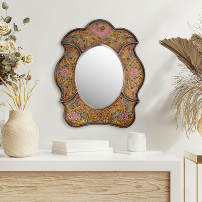 Reverse Painted Glass Wall Mirror, Gold Decorative Mirror Canada