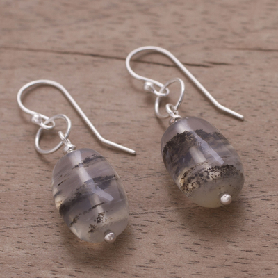 Opal dangle earrings, 'Secrets' - Modern Andean Opal Dangle Earrings