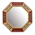 Mohena wood mirror, 'Summer Scarlet' - Unique Reverse Painted Glass Wood Mirror thumbail