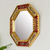 Mohena wood mirror, 'Summer Scarlet' - Unique Reverse Painted Glass Wood Mirror (image 2b) thumbail