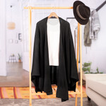 Alpaca blend wrap, 'Bold Black' - Alpaca Wool Solid Black Wrap Ruana