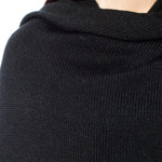 Alpaca blend wrap, 'Bold Black' - Alpaca Wool Solid Black Wrap Ruana