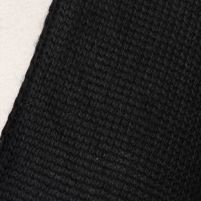 Alpaca blend wrap, 'Bold Black' - Alpaca Wool Solid Black Wrap Ruana