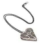 Silver locket necklace, 'Filigree Heart' - Hand Crafted Heart Shaped Sterling Silver Locket Necklace