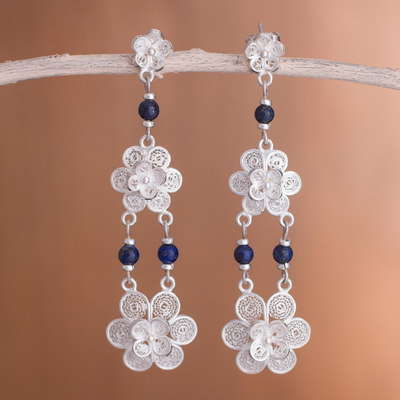 Lapis lazuli chandelier earrings, Garlands