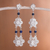 Lapis lazuli chandelier earrings, 'Garlands' - Fair Trade Floral Silver Dangle Lapis Lazuli Earrings thumbail