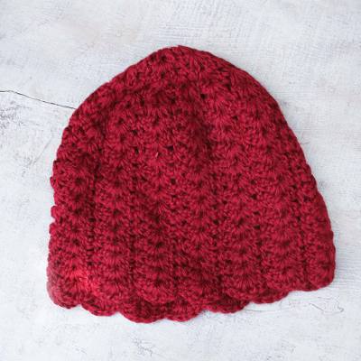 100% alpaca hat, 'Candy Apple' - Artisan Crafted Alpaca Wool Hat