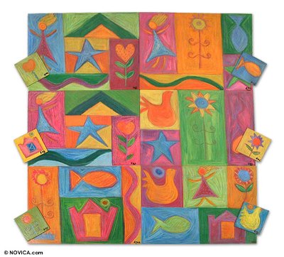 Placemats and coasters, 'Fantasy' (set for 6) - Placemats and coasters (Set for 6)
