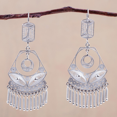 Silver filigree earrings, 'Spanish Lace' - Handcrafted Bridal Sterling Silver Filigree Earrings