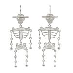 Silver filigree earrings, 'Dancing Skeleton' - Day of the Dead Sterling Silver Filigree Earrings from Peru