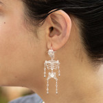 Silver filigree earrings, 'Dancing Skeleton' - Day of the Dead Sterling Silver Filigree Earrings from Peru