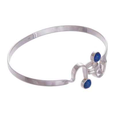 Lapis lazuli bangle bracelet, 'Law of Attraction' - Fair Trade Lapis Lazuli and Silver Bangle Bracelet
