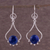 Lapis lazuli dangle earrings, 'Andean Moon' - Lapis Lazuli and Silver Earrings (image 2) thumbail
