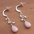 Pearl and pink opal dangle earrings, 'Sweet Perfection' - Pearl and pink opal dangle earrings (image 2b) thumbail
