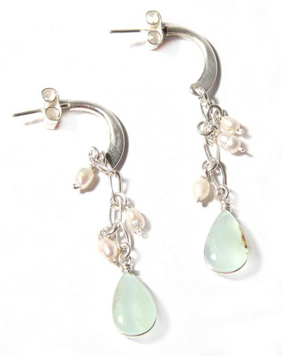 Pearl and opal dangle earrings, 'Sweet Perfection' - Sterling Silver and Opal Dangle Earrings